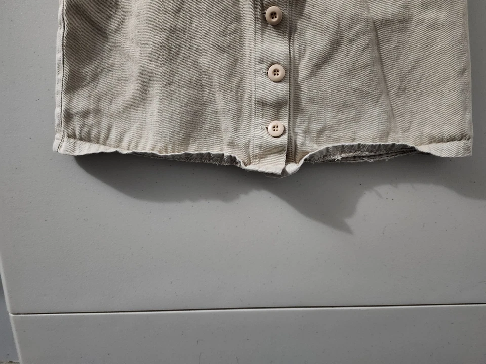 Falda Jungmaven Mujer S Beige Vasar Mini Acampanada Botones Delantero Mezcla de Cáñamo Sarga Foto 2 de 4