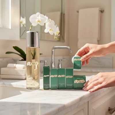 LA MER 6pc Sample Set Face Cream/Serum/Tonic/Concentrate/Lotion & More - Boxed