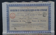 France - Construction and Operation of Railways Abroad Co. -1911- bond