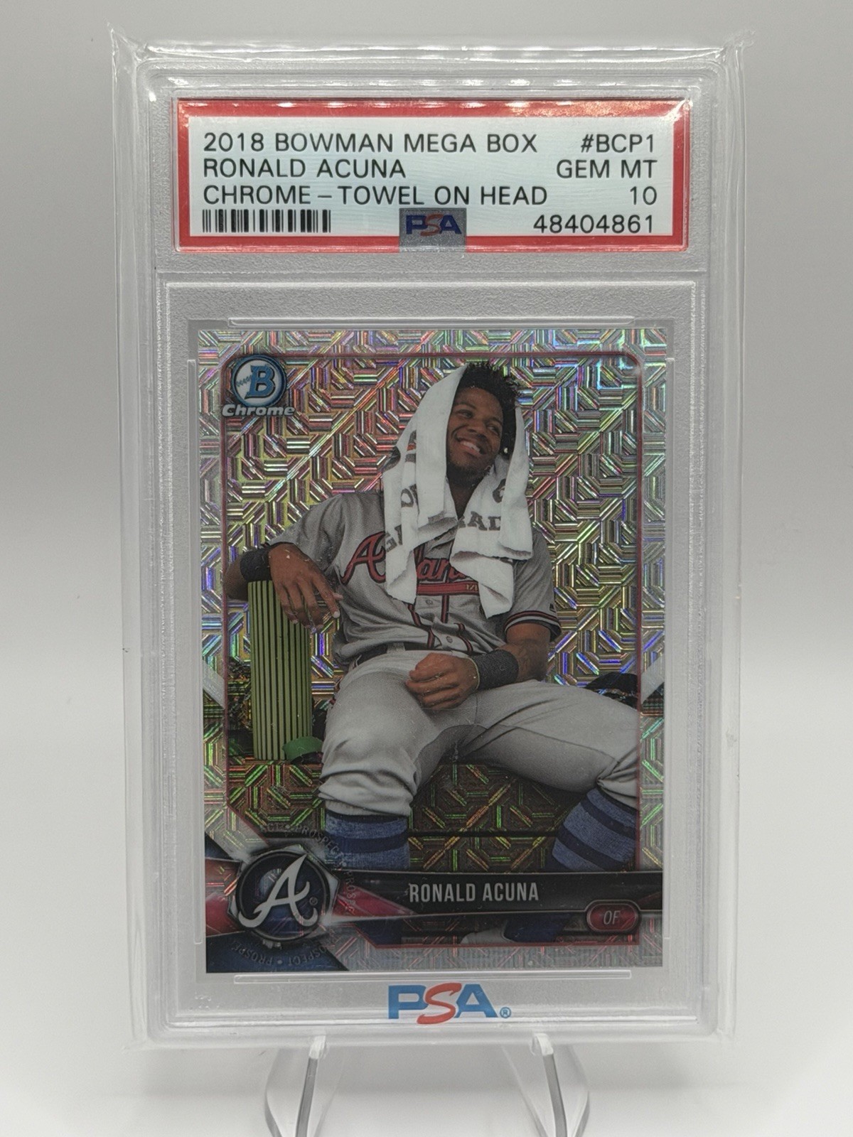 2018 Bowman Chrome Towel on Head Variation Ronald Acuña Jr. #BCP1 RC PSA 10