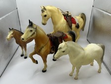 Vintage Lot of 4 Breyer Molding Co. Horses Assorted Breeds Saddle accessories