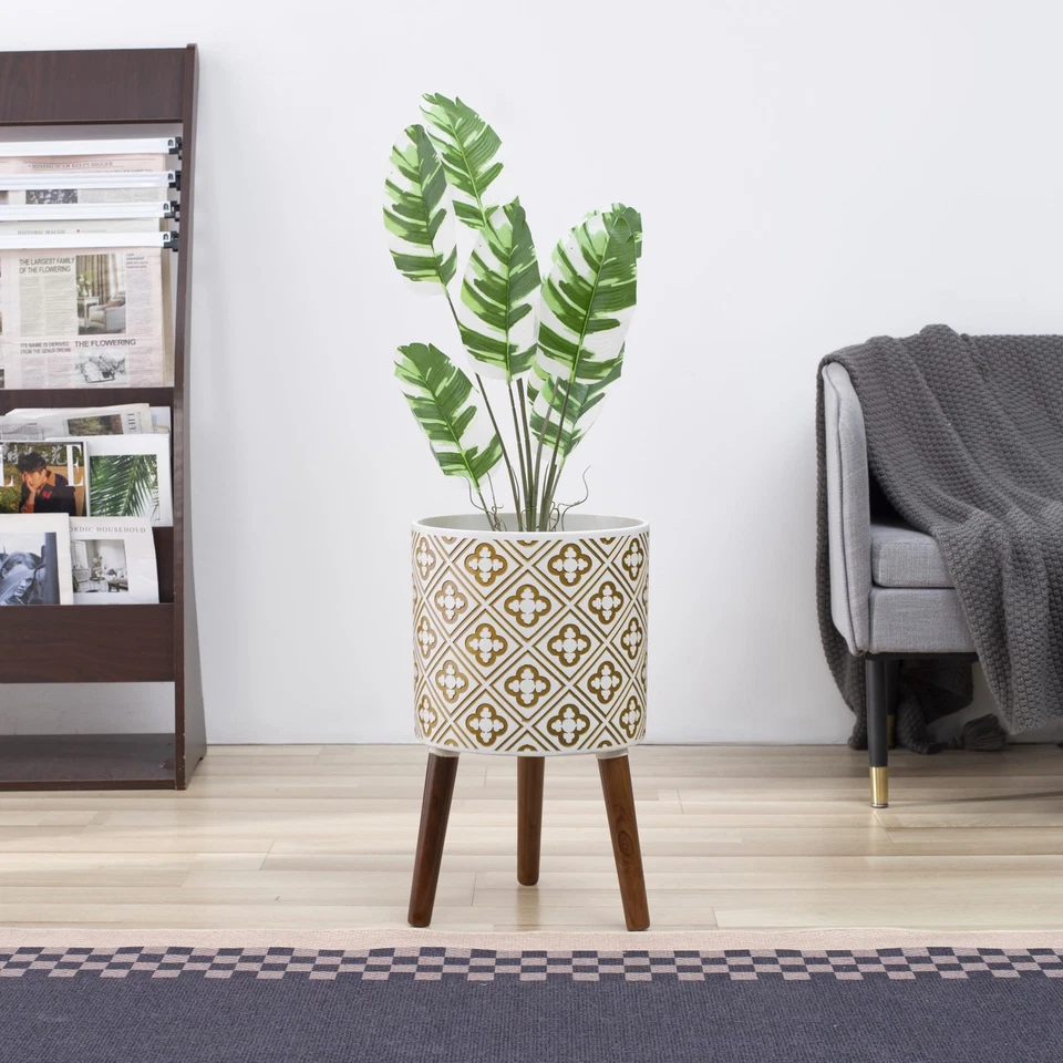 Maceta naclto 12 pulgadas con soporte, maceta para plantas de interior, grande moderna... Foto 3 de 4