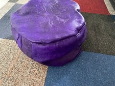 Handmade Moroccan Purple Colour Pouffe Genuine Leather Poufe Pouf Footstool New