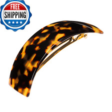 France Luxe Large Tortoise Shell Hair Barrette for Thick Hair, Rectangle Volume