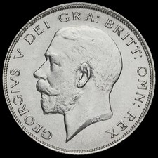 1923 George V Silver Half Crown, Scarce, A/UNC
