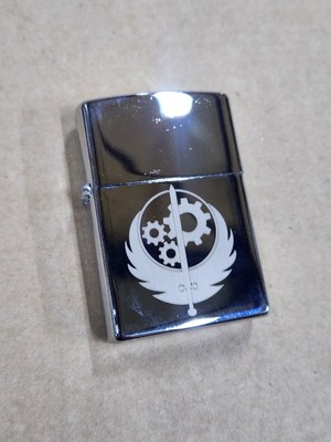 Custom Laser Engraved Flip Top Lighter Fallout Brotherhood of Steel Stainless