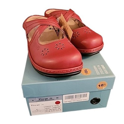 Pamir Womens 10.5M Leather Clogs Burgundy NEW Comfort Insole