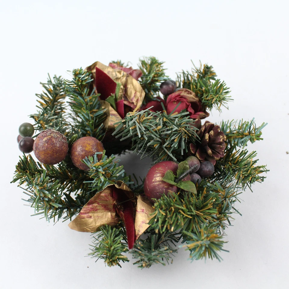 Lote de 2 anillos de velas de Navidad coronas con bayas y piñas Foto 3 de 4