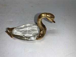 Gold Overlay Crystal Swan 