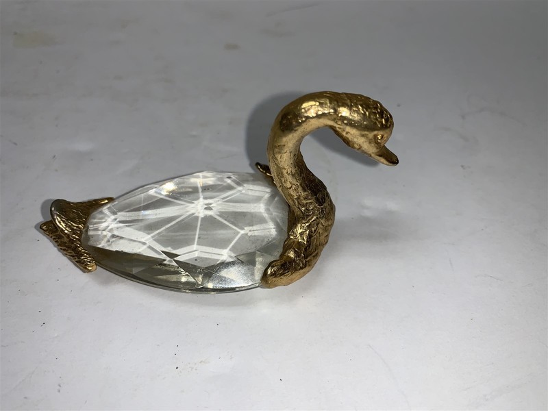 Gold Overlay Crystal Swan 