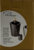 Philippi Tarcia Tischfackel Edelstahl Poliert Schwarz H 13 Cm NEU OVP