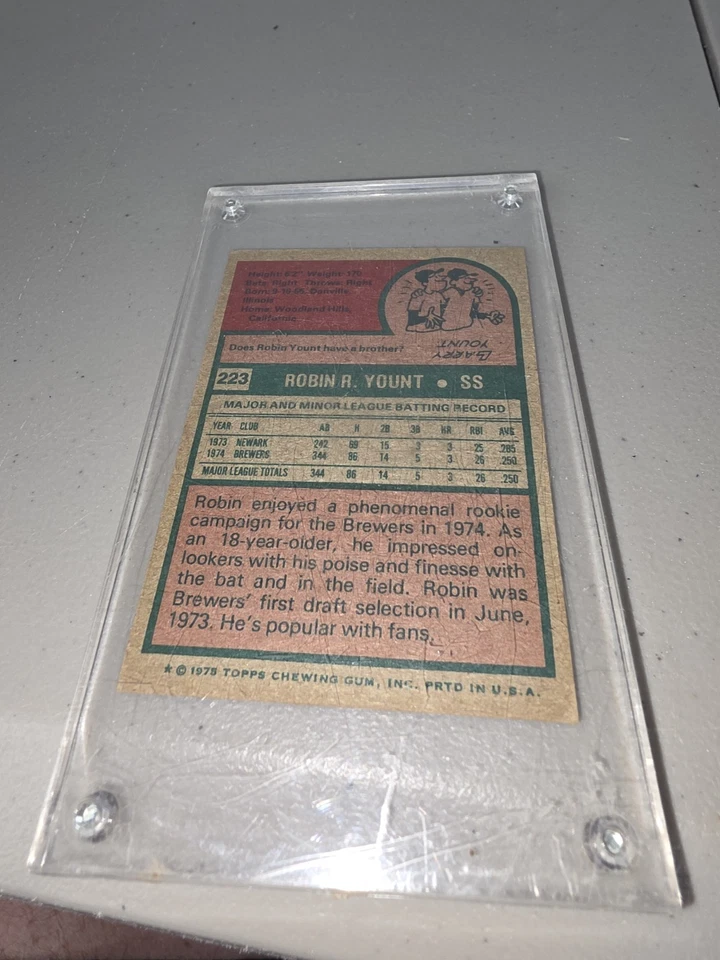 1975 Topps Mini #223 : ROBIN YOUNT Rookie card - Excellent Milwaukee Brewers - Image 3 of 4