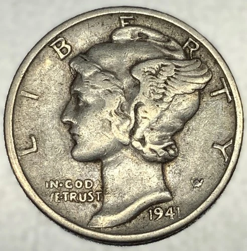 1941-P Mercury Dime 10c Good Circulated Condition 90% Silver US Coin - 3258