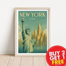 New York Travel Print, Travel Poster, Retro Wall Art, Retro Gift, Home Decor,