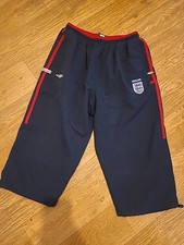 Mens Umbro Size Large Navy/Red Elasticated Cropped Tracksuit Bottoms