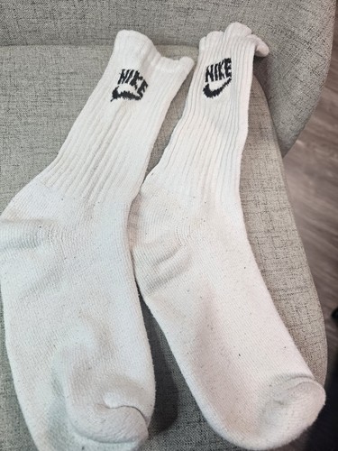 Vintage Nike BLACK Logo Socks 80s 90s Swoosh Spell Out Crew Men VTG Sz 10-13