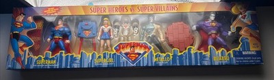 Super heroes vs Super Villains 4 Figure Pack Superman Supergirl Metallo Bizarro 