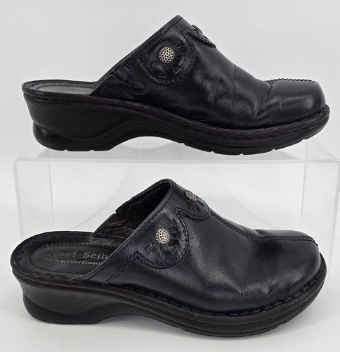 Zoccoli Josef Seibel Catalogna donna 39 8,5 pelle nera western borchie scarpa boho - Foto 2 di 6
