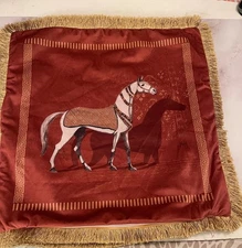 18 X 18 Horse Throw Pillow Covers W/Tassels Duplex Printing Velvet Like Fabric