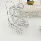 Vintage White Wrapped Wire Wicker Doll Furniture Nursery Set Crib Pram Chair — photo 6