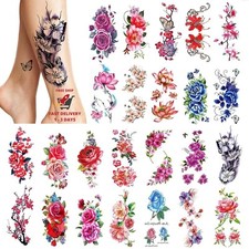 24 tatuajes temporales para mujer flores grandes , pegatinas de tatuajes falsos