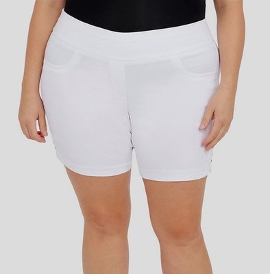 Hearts Of Palm Women's White Essential Tech Stretch Shorts Plus Size 22W