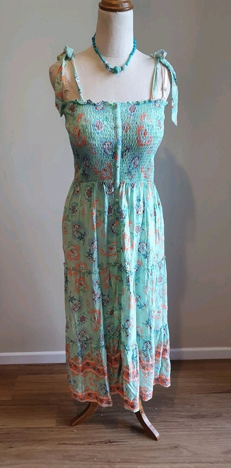  AVA Pretty Midi Sundress Good  Condition Washable Size 12
