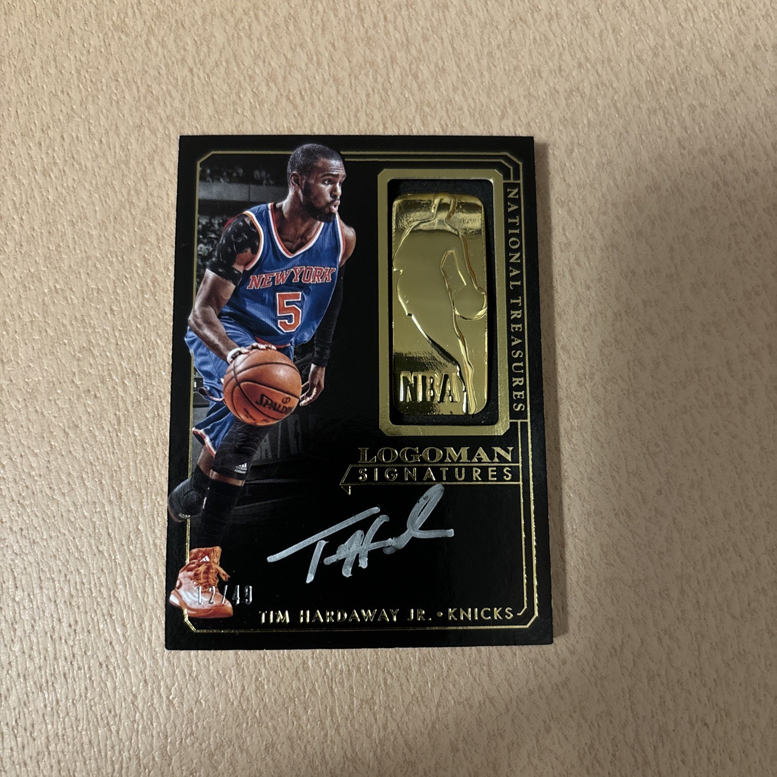 2014-15 Panini National Treasures #GL-TH TIM HARDAWAY JR GOLD 12/49 AUTO LOGOMAN view 1