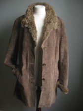 Vintage Leather Jacket 16 Fur Collar Distressed Soft Suede Relaxed Fit Ws