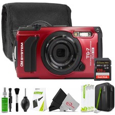 OM SYSTEM Tough TG-7 Digital Camera Red Top Accessory Bundle