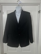 Boys 18R Chaps Navy Blue Pinstripe 2 Button Blazer Sport Coat Youth Kids   J