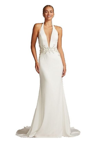 fitted lace wedding dress Ray of Light Ruched Halterneck Maxi Dress Lemon main image 0