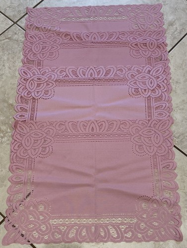 Heritage Lace Pink Battenburg Design 14 x 19 Placemats/ Runner 4 piece ...
