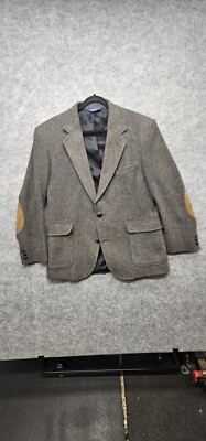 Pendleton Pure Virgin Wool Blazer 42 Jacket Suede Leather Elbow Patches