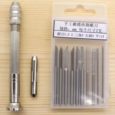 10PCS Wood Carving Chisel Tools Blade Micro Head Handmade Olive DIY Hand Set