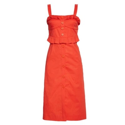 NEW Sea New York Ruffle Corset Midi Sleeveless Dress in Red - Size 2 #D2871  | eBay