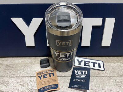 YETI Rambler 16oz pint/20oz Stackable Cup RETIRED*Charcoal *w/Matching MagSlider