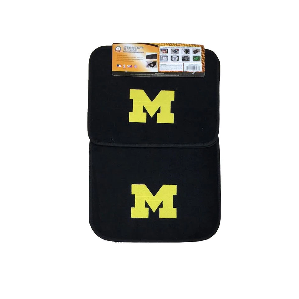 Nuevo juego de 4 alfombrillas delanteras traseras NCAA Michigan Wolverines para auto camión Foto 3 de 4