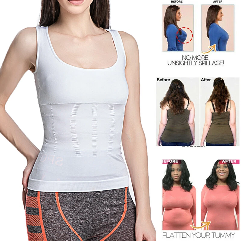 Womens Stretch Cami with Built-in Shelf Bra Tank Top Wide Straps Padded  Yoga Top