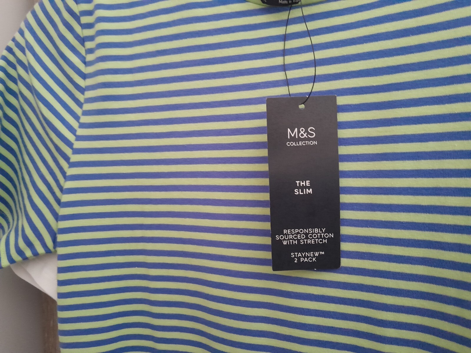 Ladies 2pk Slim Fit Striped/plain T Shirts Size 12 From Marks And