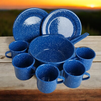 Enamelware Dishes Vintage Blue Forks GSI Outdoors Enamelware