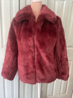Liz Claiborne Career Plush Luxurious Faux Fur Jacket Coat