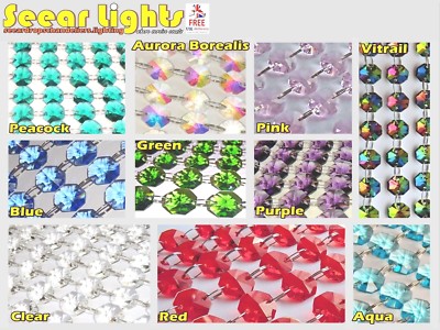 1m Girlande Kronleuchter Kristalle geschliffenes Glas Auswahl Vintage Tropfen Farben Chic
