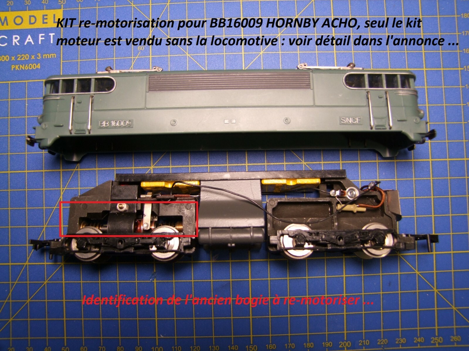 Kit motorisation M0.6 HORNBY ACHO pour BB16009 avec châssis ZAMAC robuste