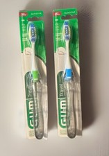 GUM Folding Travel Toothbrush, Compact Head Tongue 2 Count White Clear Handle