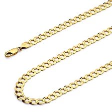 Wellingsale 14k Yellow Gold Solid 5.7mm Cuban Curb Chain Necklace