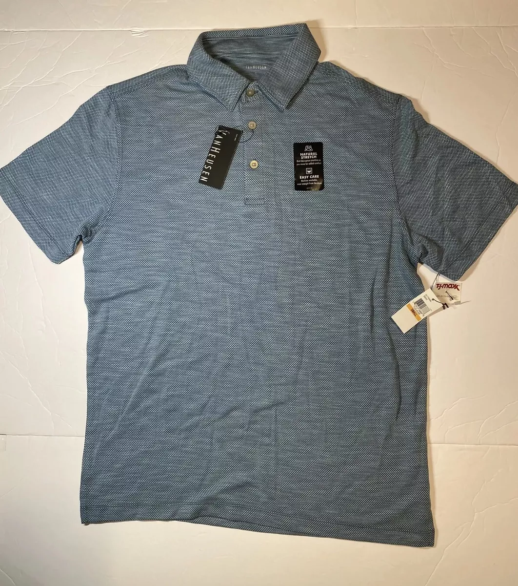 Van Heusen Flex Natural Stretch Sz S Polo Shirt Short Sleeve NWT Blue