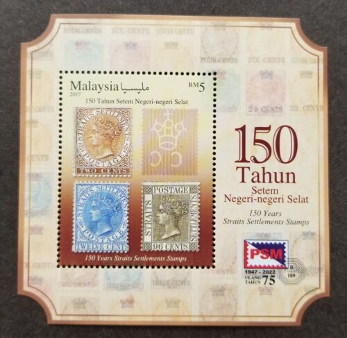 *FREE SHIP Malaysia 150 Years Straits Settlements Stamp 2022 (ms) MNH *PSM O/P - Afbeelding 1 van 6