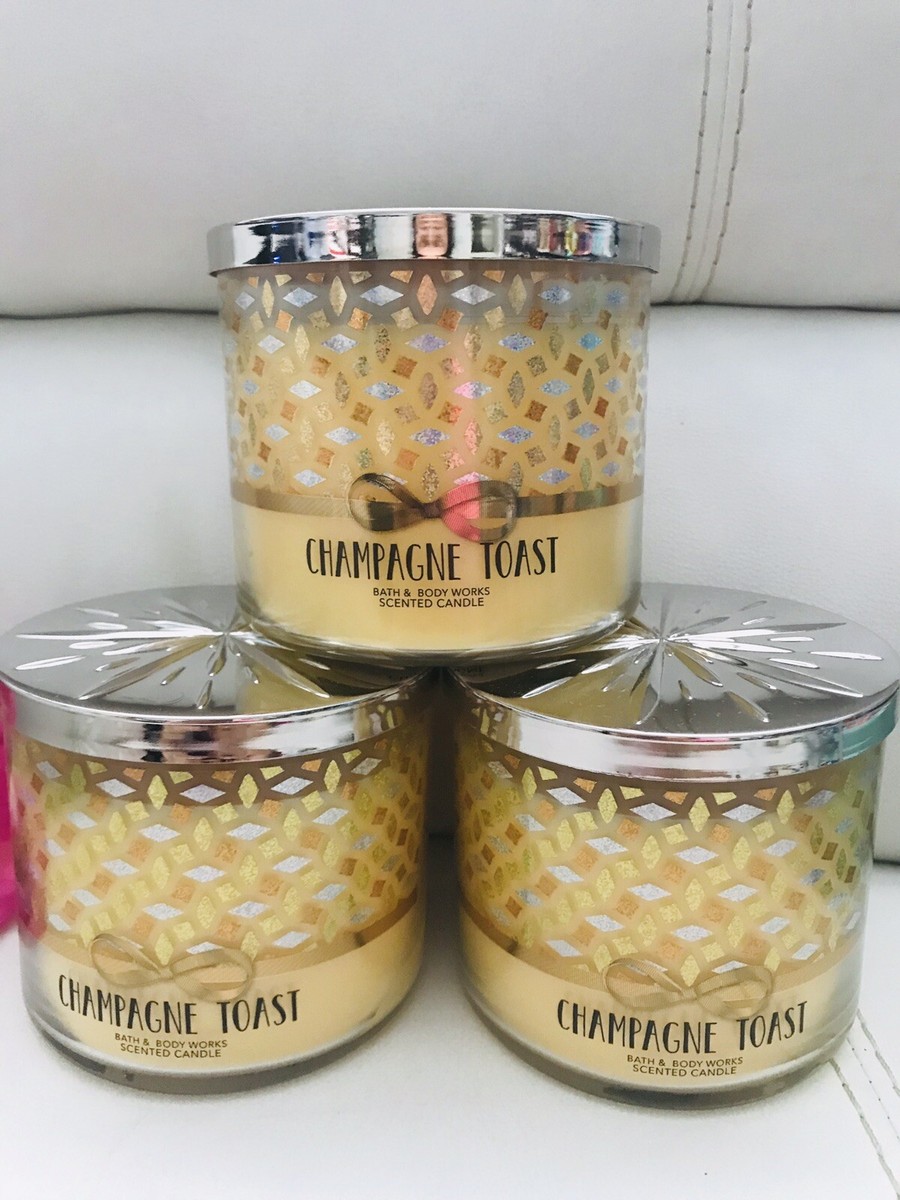 Lot 3 New Bath & Body Works Champagne Toast 14.5 OZ 3 Wick