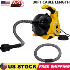 Drain Cleaner Machine 30Ft x 3/10In Auto-feed Electric Drain Auger Sewer Snake